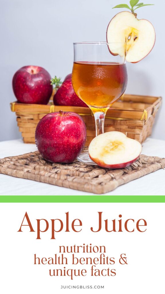 Apple Juice nutrition and health benefits - juicing blog pin