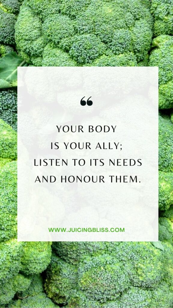 Daily health and wellness motivation quote #28 "Your body is your ally; listen to its needs and honour them."